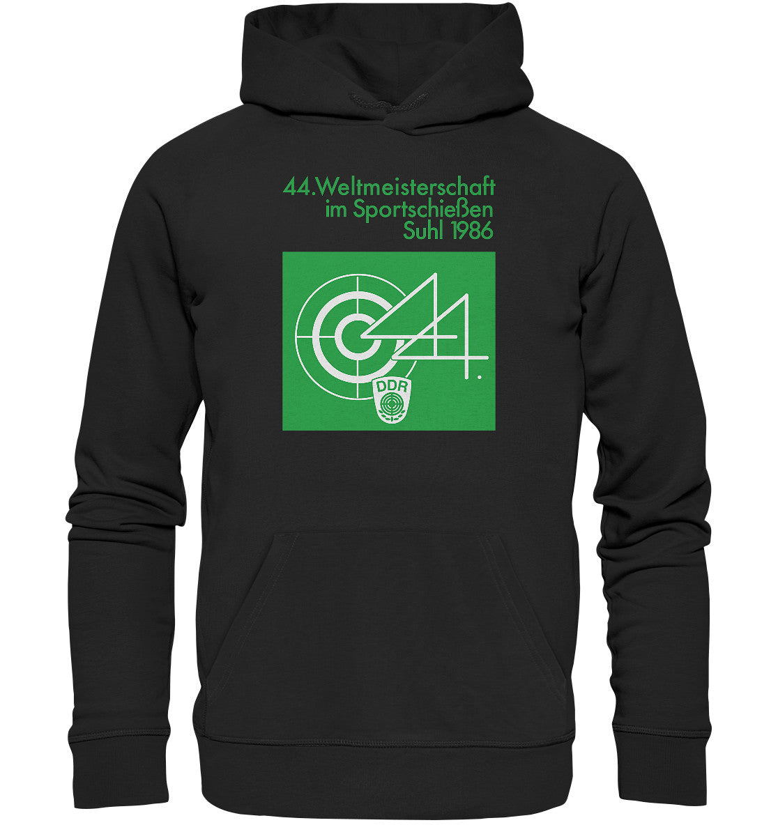 DDR Ostalgie Kapuze / Organic Hoodie Unisex• WELTMEISTERSCHAFT SPORTSCHIESSEN SUHL 1986