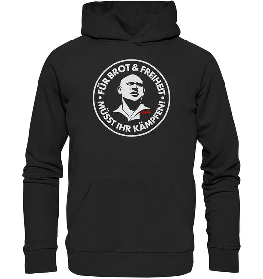 DDR Ostalgie Kapuze / Organic Hoodie Unisex • TEDDY THÄLMANN - BROT UND FREIHEIT