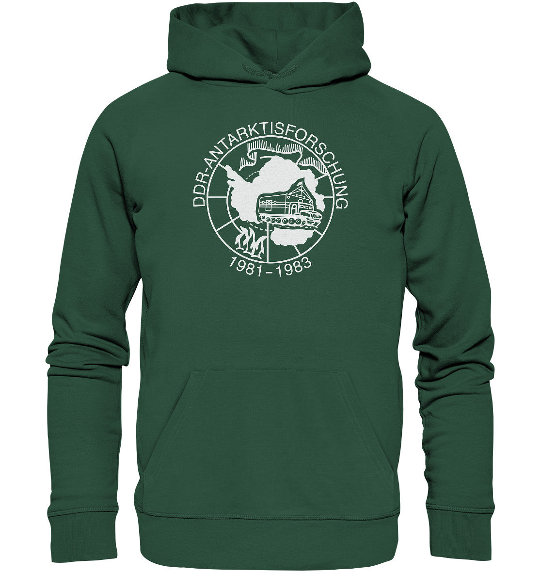 DDR Ostalgie Kapuze / Organic Hoodie Unisex • ANTARKTISFORSCHUNG DER DDR - 1981-1983