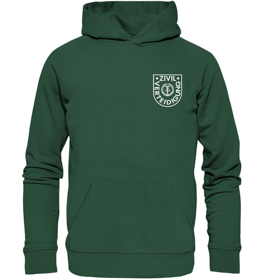 DDR Ostalgie Kapuze / Organic Hoodie Unisex • DDR ZIVILVERTEIDIGUNG - BRUSTBADGE