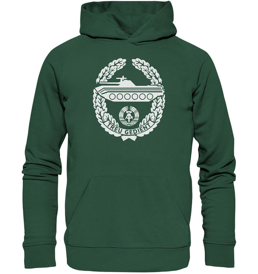 DDR Ostalgie Kapuze / Organic Hoodie Unisex • NVA-ORDEN - TREU GEDIENT - MOT. SCHÜTZENTRUPPEN