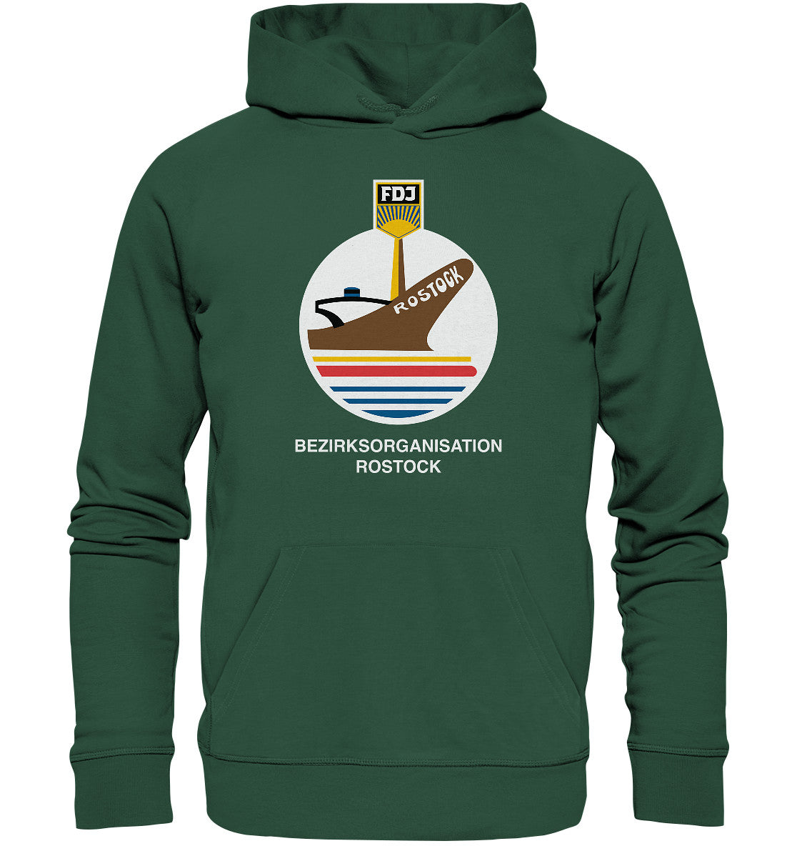 DDR Ostalgie Kapuze / Organic Hoodie Unisex • FDJ BEZIRKSORGANISATION ROSTOCK
