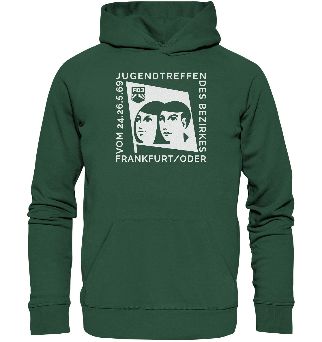 DDR Ostalgie Kapuze / Organic Hoodie Unisex • FDJ JUGENDTREFFEN FRANKFURT ODER - 1969
