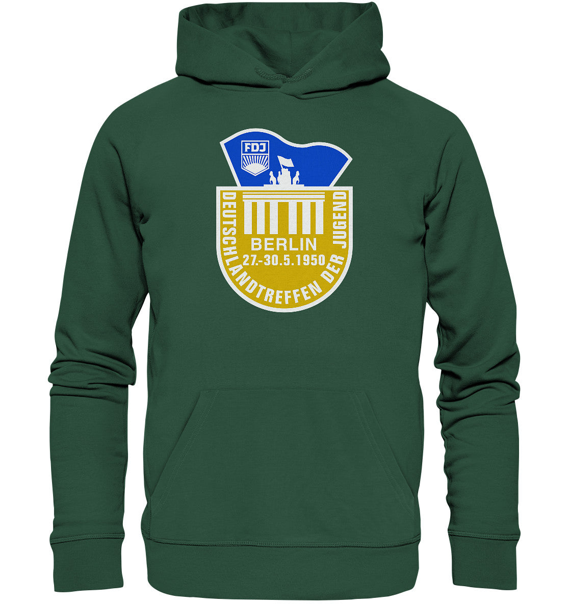 DDR Ostalgie Kapuze / Organic Hoodie Unisex • FDJ DEUTSCHLANDTREFFEN DER JUGEND - BERLIN 1950