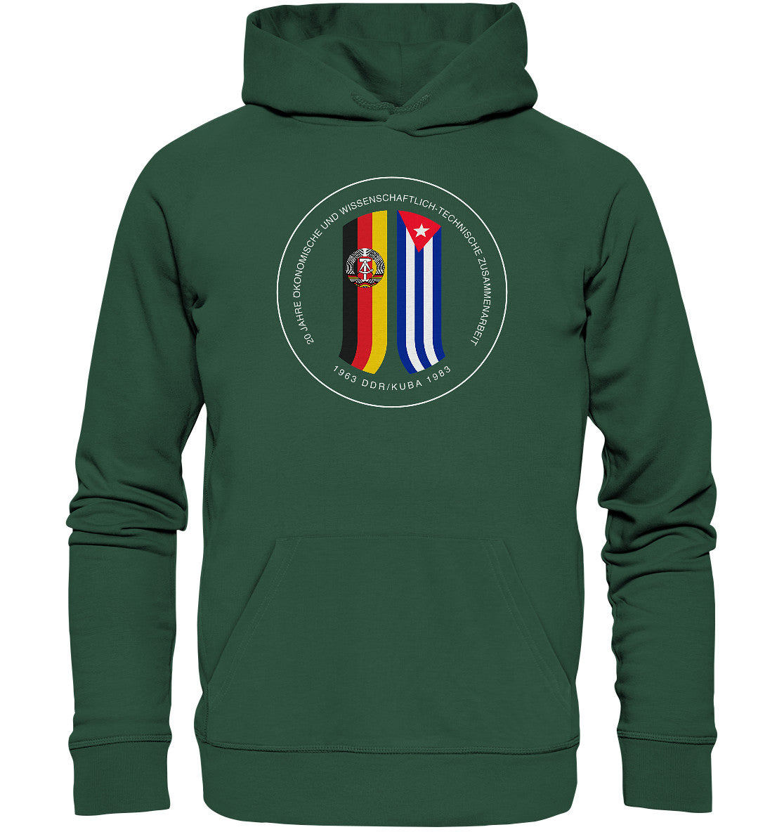 DDR Ostalgie Kapuze / Organic Hoodie Unisex • 20 JAHRE ZUSAMMENARBEIT DDR-KUBA