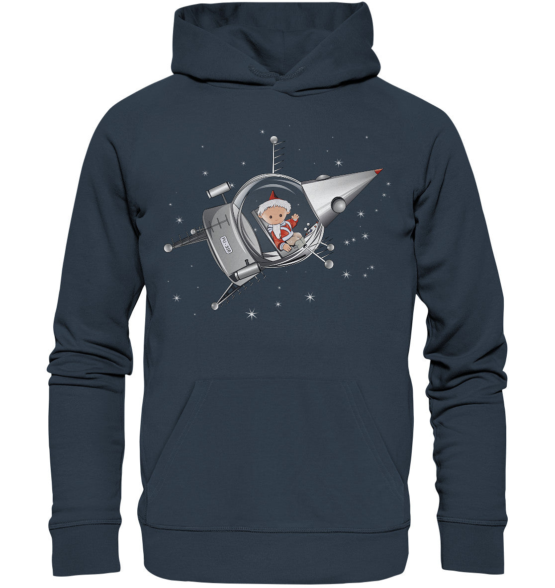 DDR Ostalgie Kapuze / Organic Hoodie Unisex • UNSER SANDMÄNNCHEN - IM KOSMOS (PU-358)
