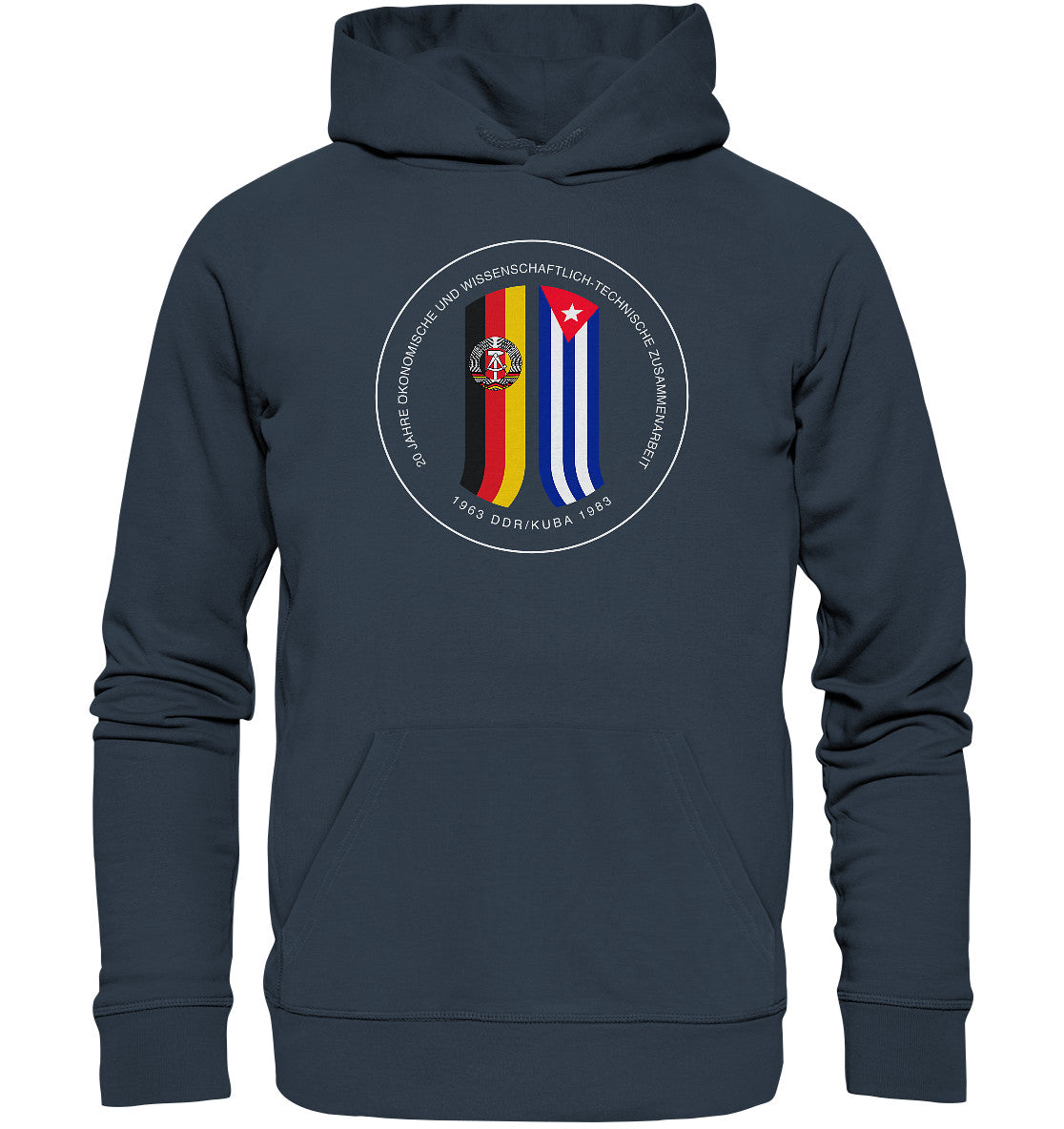 DDR Ostalgie Kapuze / Organic Hoodie Unisex • 20 JAHRE ZUSAMMENARBEIT DDR-KUBA