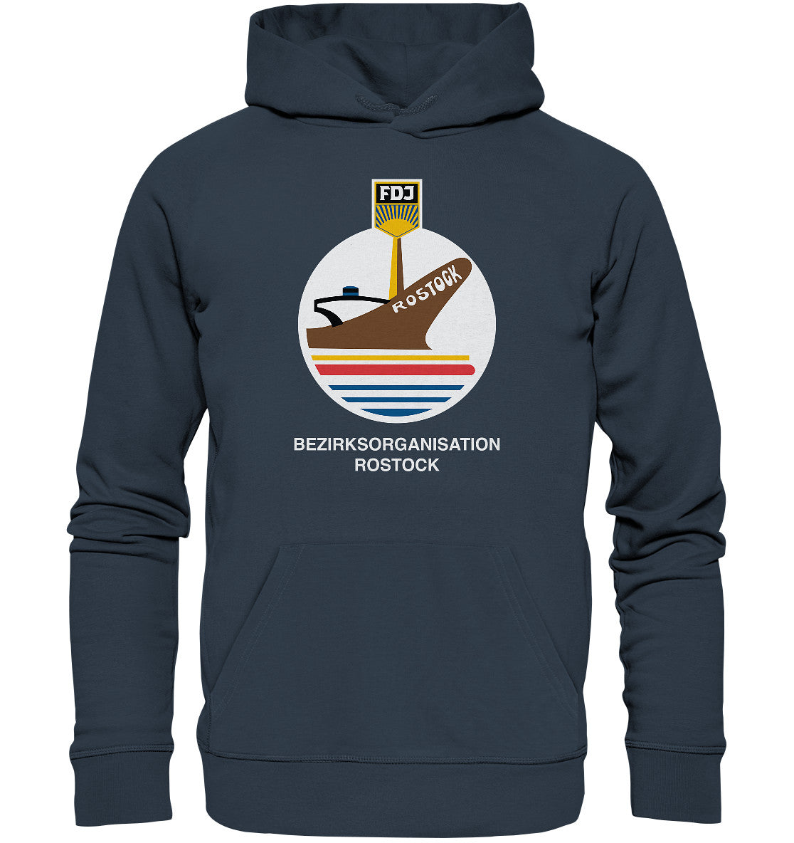 DDR Ostalgie Kapuze / Organic Hoodie Unisex • FDJ BEZIRKSORGANISATION ROSTOCK