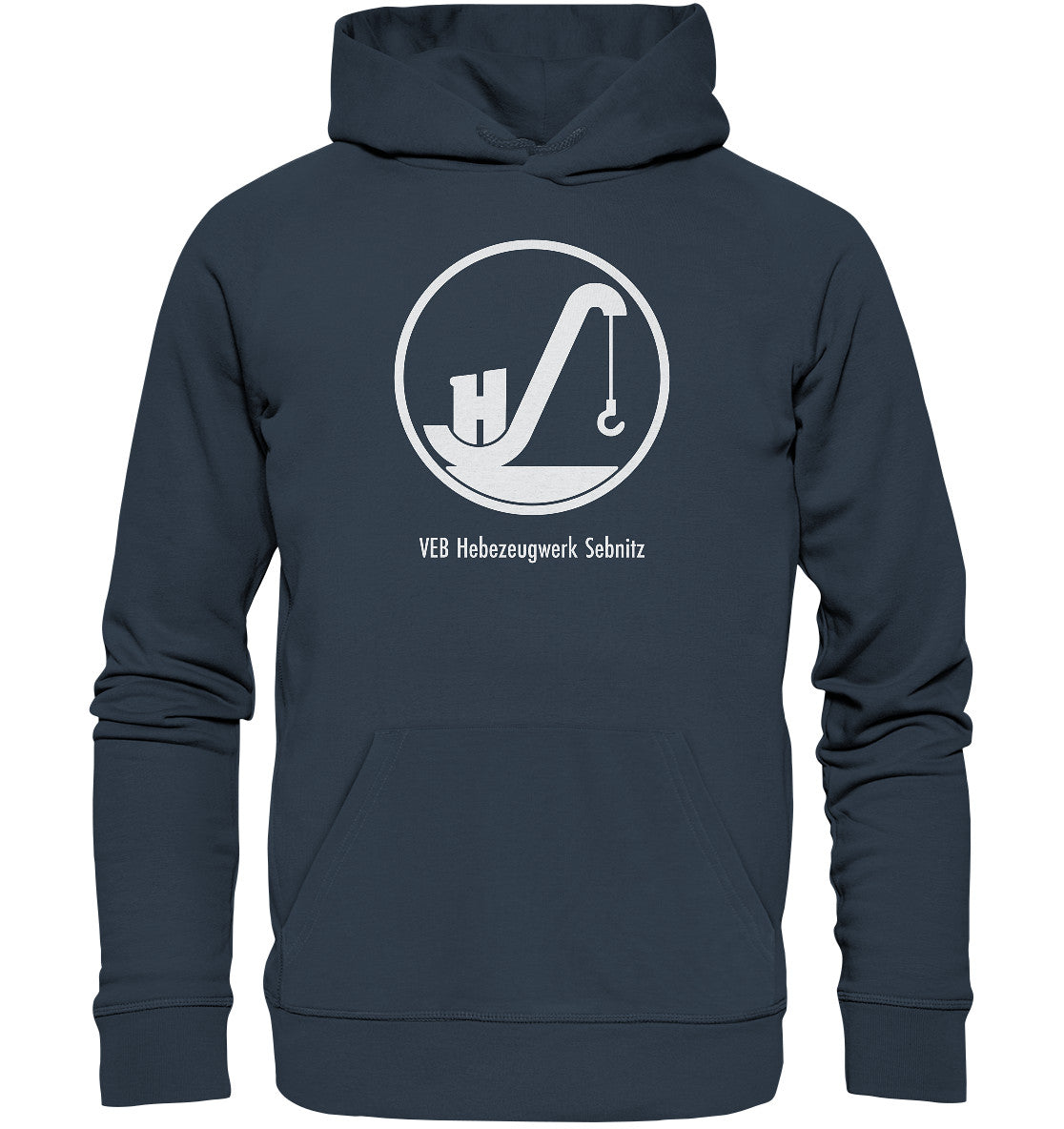 DDR Ostalgie Kapuze / Organic Hoodie Unisex • VEB HEBEZEUGWERK SEBNITZ