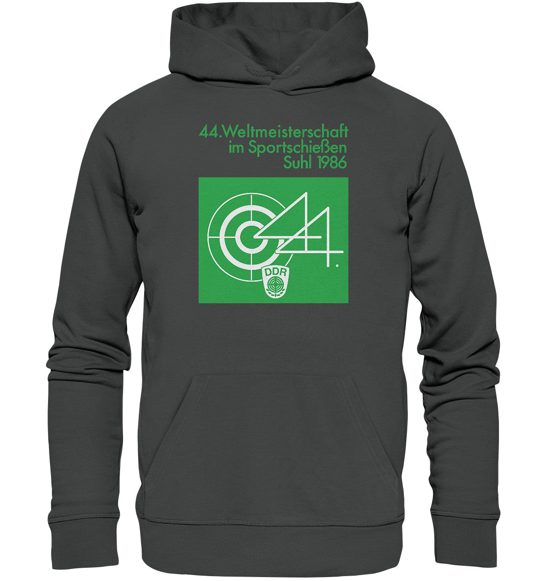 DDR Ostalgie Kapuze / Organic Hoodie Unisex• WELTMEISTERSCHAFT SPORTSCHIESSEN SUHL 1986