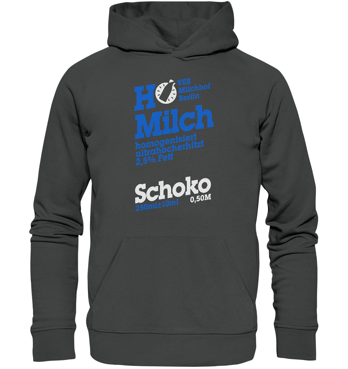 DDR Ostalgie Kapuze / Organic Hoodie Unisex • VEB MILCHHOF BERLIN - dunkel