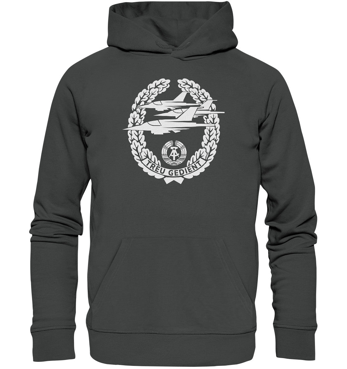 DDR Ostalgie Kapuze / Organic Hoodie Unisex • NVA-ORDEN - TREU GEDIENT - LUFTSTREITKRÄFTE