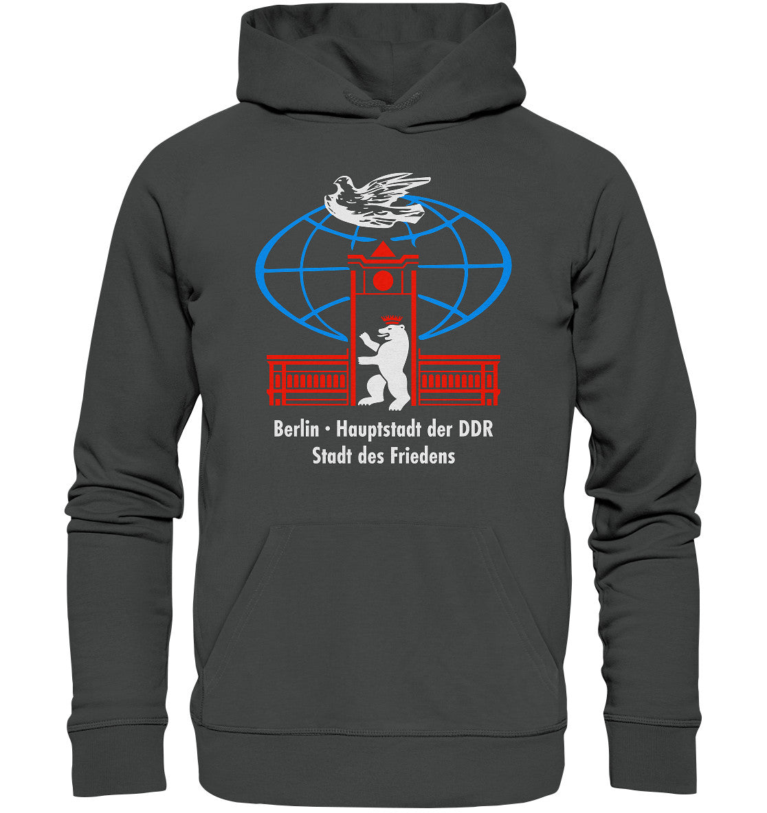 DDR Ostalgie Kapuze / Organic Hoodie Unisex • BERLIN - STADT DES FRIEDENS - ORIGINAL WIMPEL