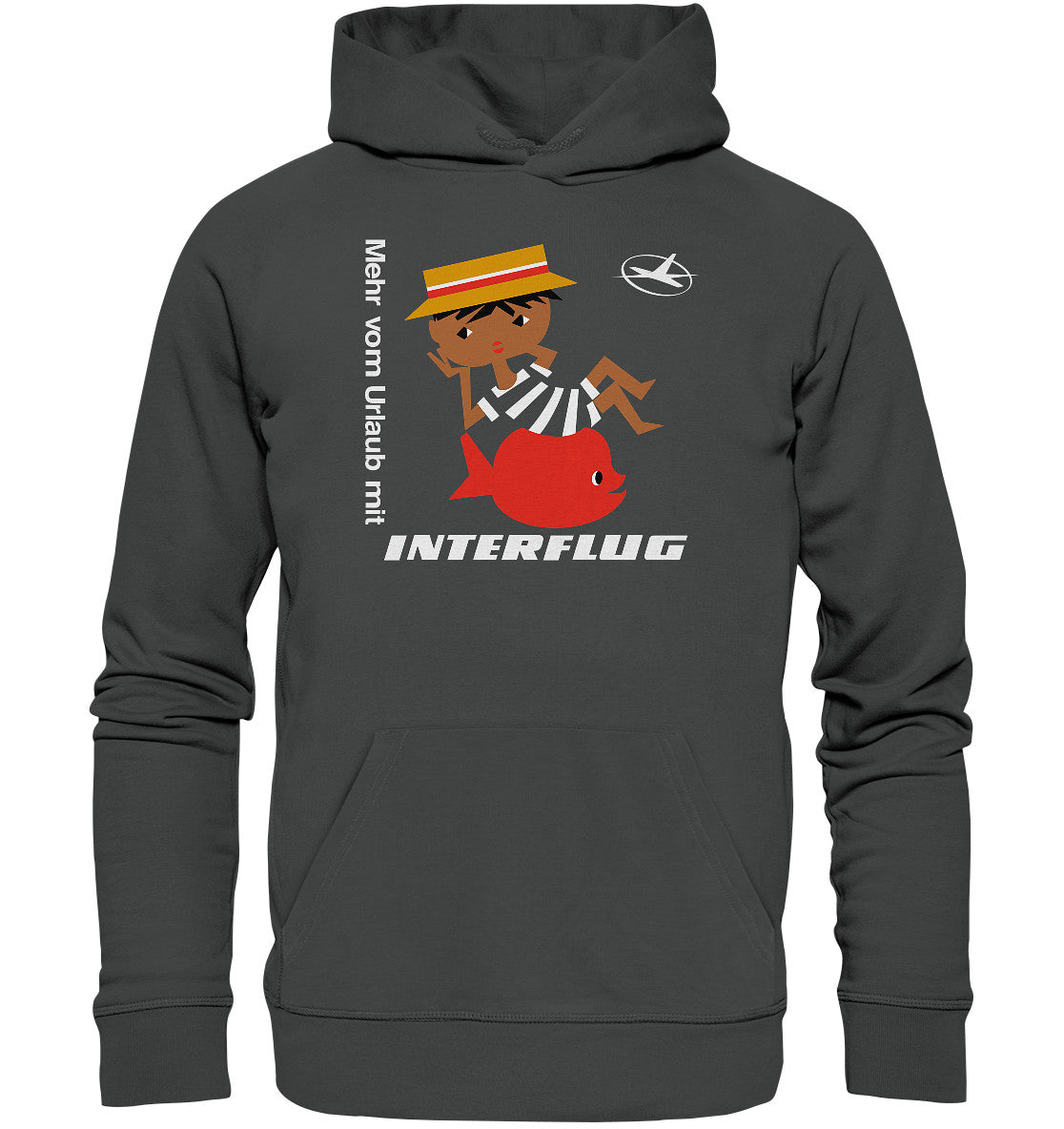 DDR Ostalgie Kapuze / Organic Hoodie Unisex • MEHR VOM URLAUB - MIT INTERFLUG