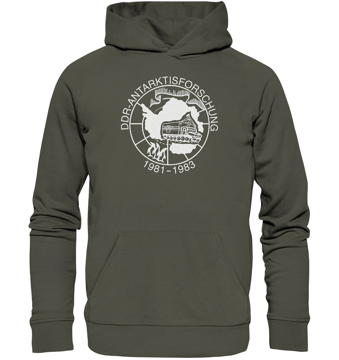 DDR Ostalgie Kapuze / Organic Hoodie Unisex • ANTARKTISFORSCHUNG DER DDR - 1981-1983