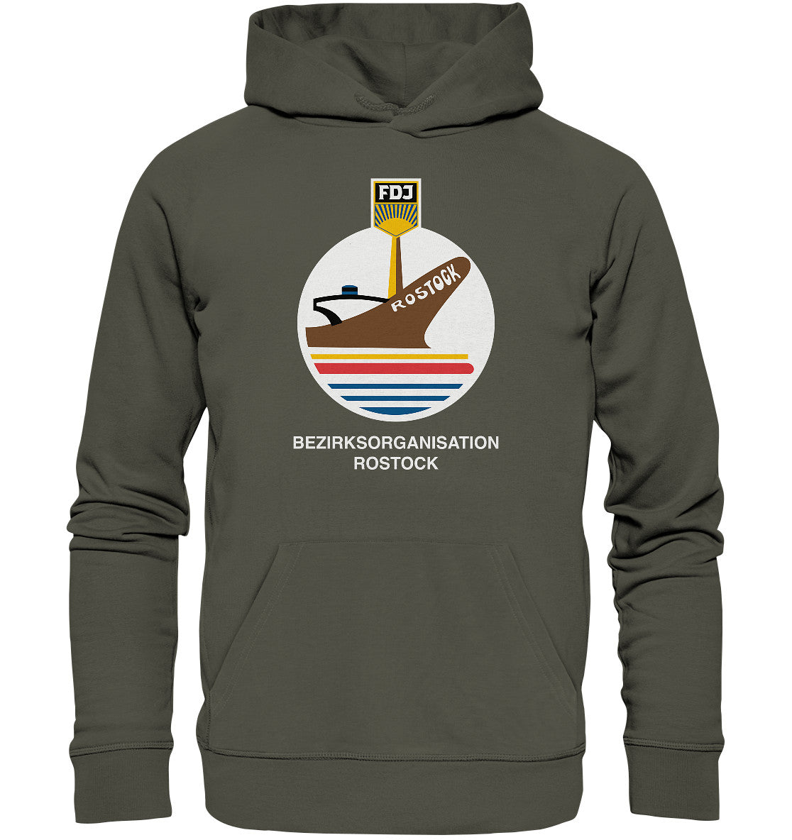 DDR Ostalgie Kapuze / Organic Hoodie Unisex • FDJ BEZIRKSORGANISATION ROSTOCK