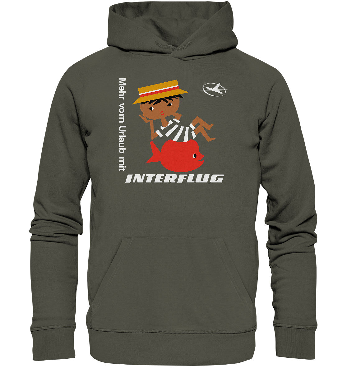 DDR Ostalgie Kapuze / Organic Hoodie Unisex • MEHR VOM URLAUB - MIT INTERFLUG