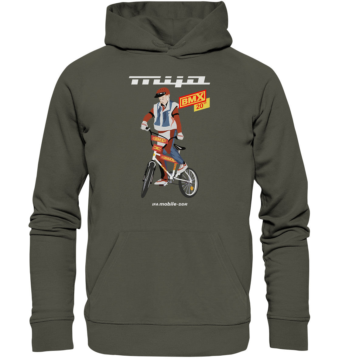 DDR Ostalgie Kapuze / Organic Hoodie Unisex • MIFA BMX - ORIGINAL WERBUNG