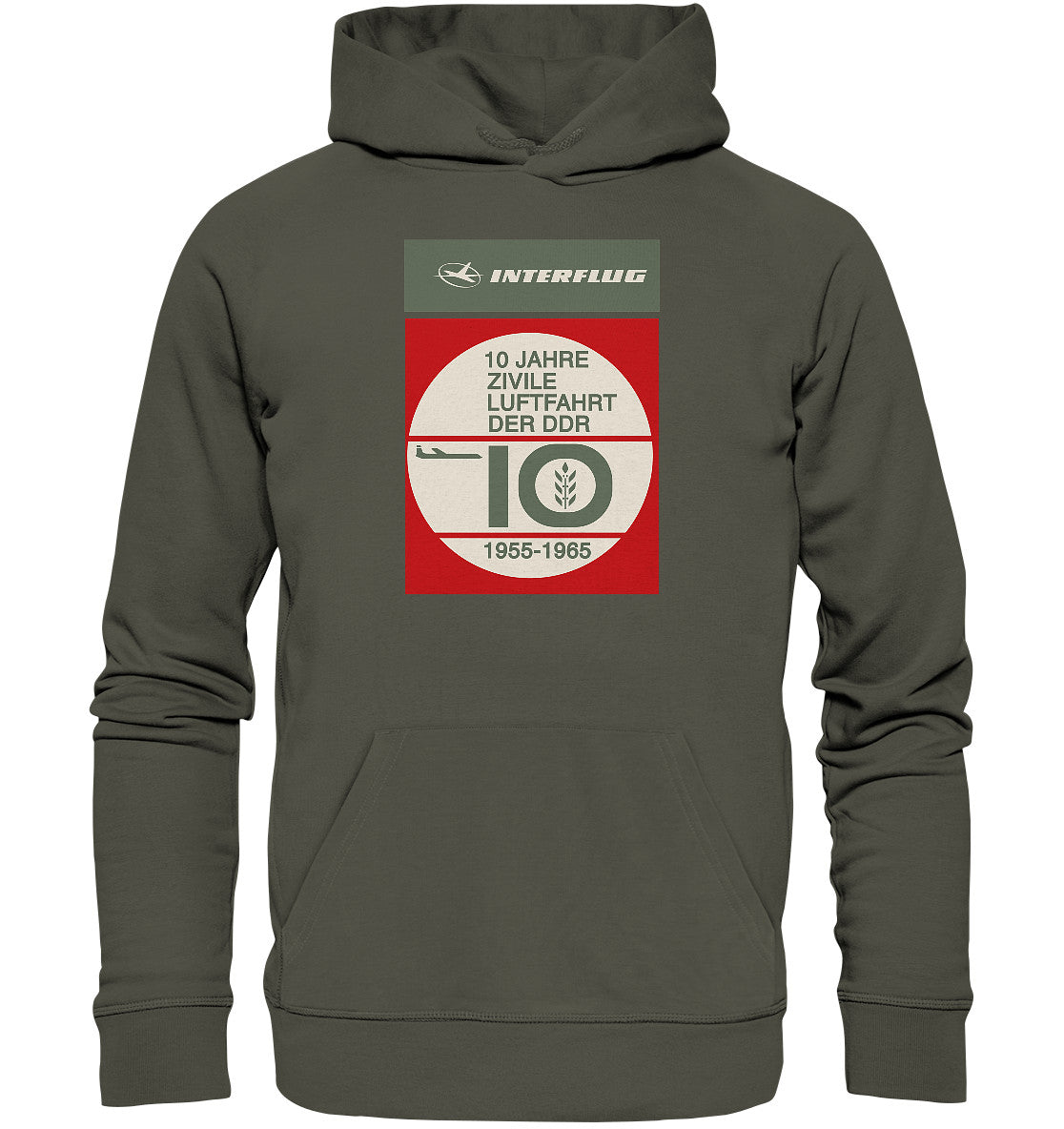 DDR Ostalgie Kapuze / Organic Hoodie Unisex • 10 JAHRE INTERFLUG