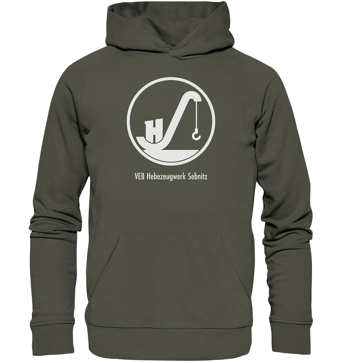 DDR Ostalgie Kapuze / Organic Hoodie Unisex • VEB HEBEZEUGWERK SEBNITZ
