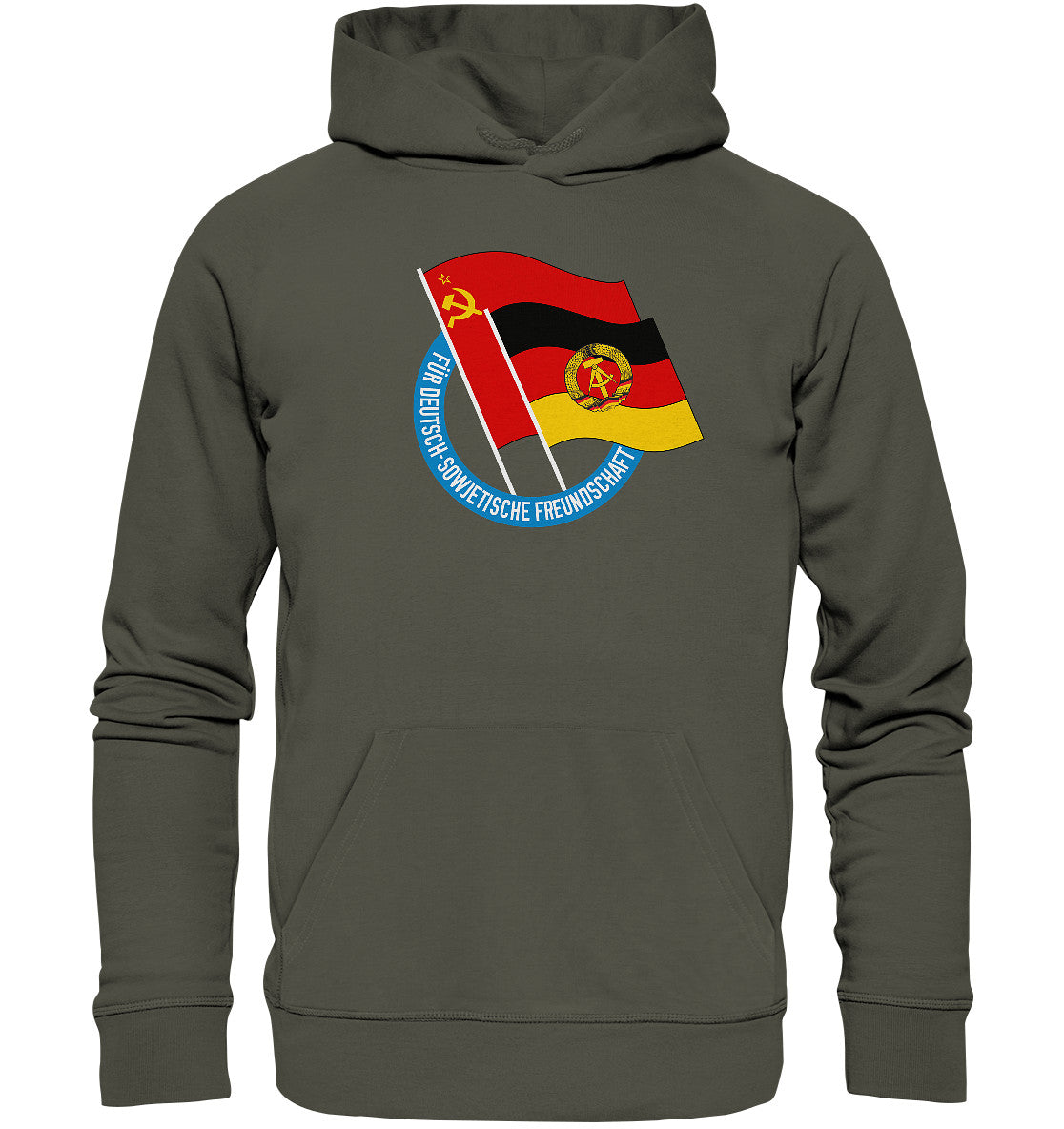 DDR Ostalgie Kapuze / Organic Hoodie Unisex • DEUTSCH SOWJETISCHE FREUNDSCHAFT - dunkel