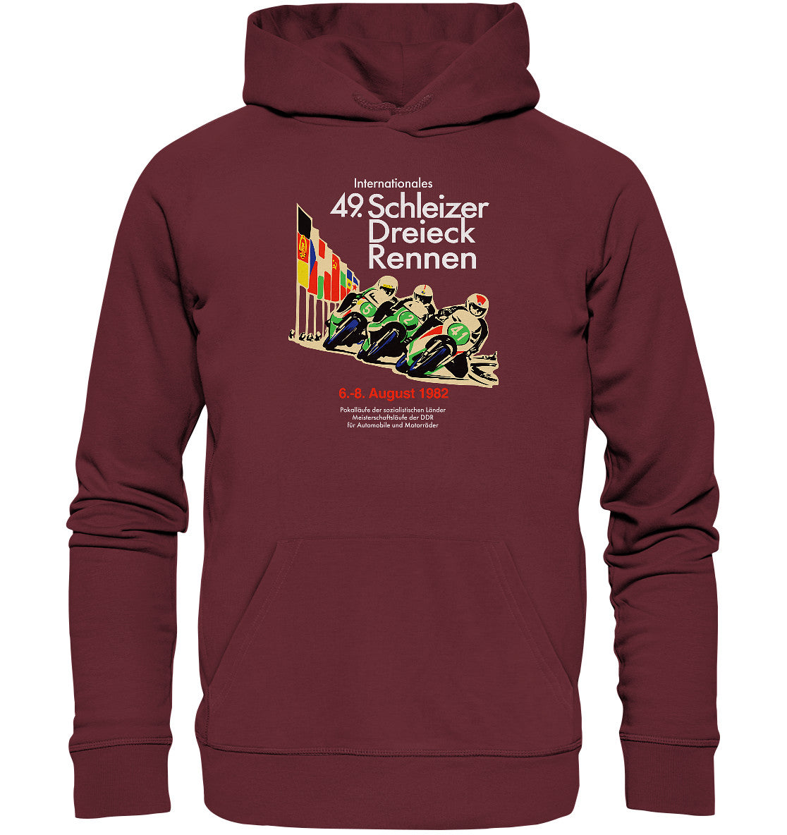 DDR Ostalgie Kapuze / Organic Hoodie Unisex • SCHLEIZER DREIECK-RENNEN DDR 1982