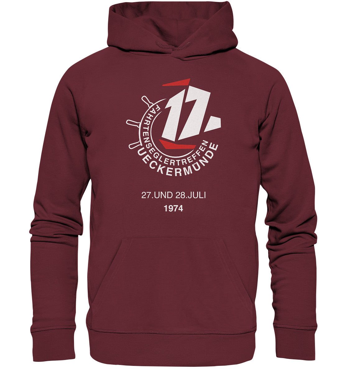 DDR Ostalgie Kapuze / Organic Hoodie Unisex • FAHRTENSEGLERTREFFEN UCKERMÜNDE 1974
