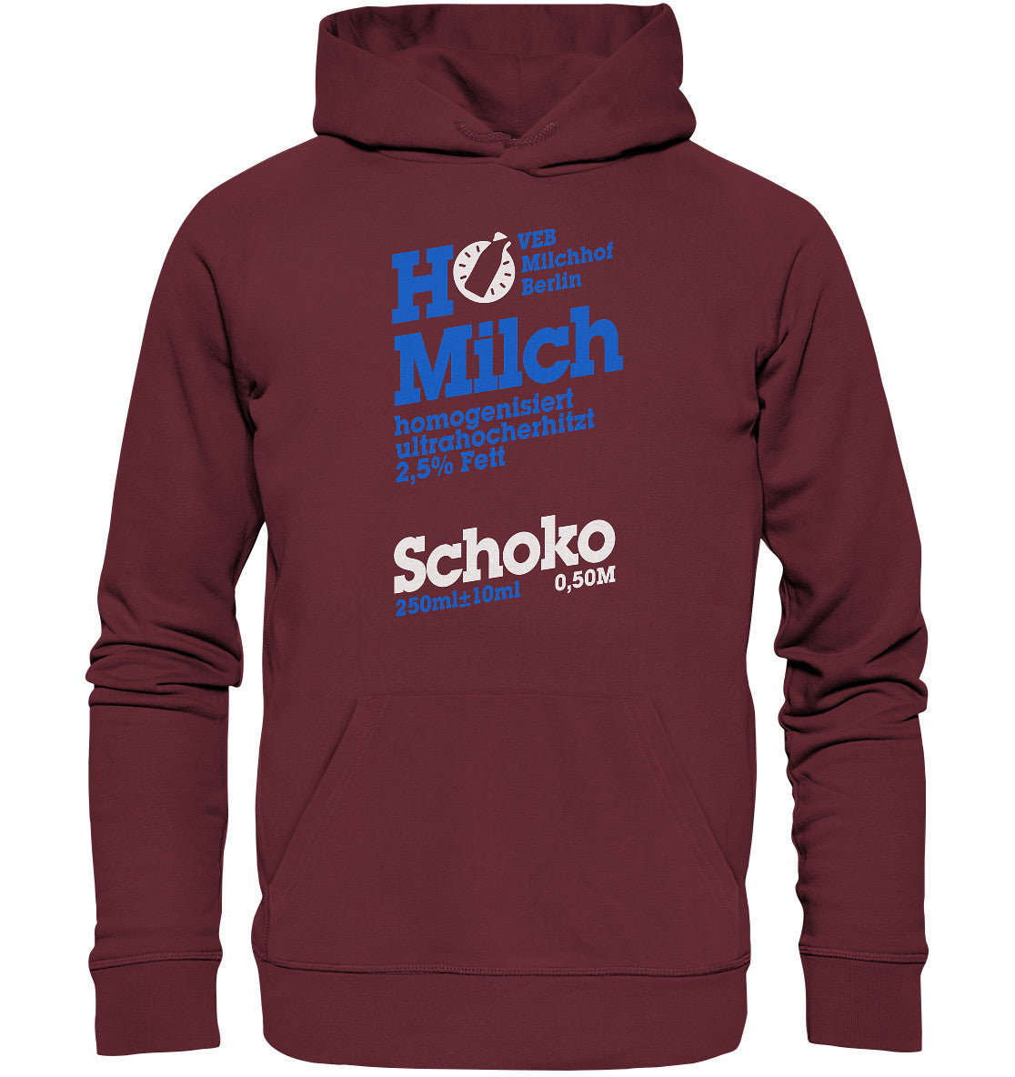 DDR Ostalgie Kapuze / Organic Hoodie Unisex • VEB MILCHHOF BERLIN - dunkel