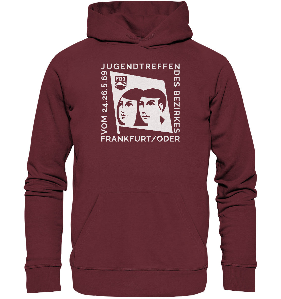 DDR Ostalgie Kapuze / Organic Hoodie Unisex • FDJ JUGENDTREFFEN FRANKFURT ODER - 1969
