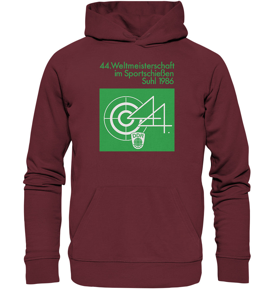 DDR Ostalgie Kapuze / Organic Hoodie Unisex• WELTMEISTERSCHAFT SPORTSCHIESSEN SUHL 1986