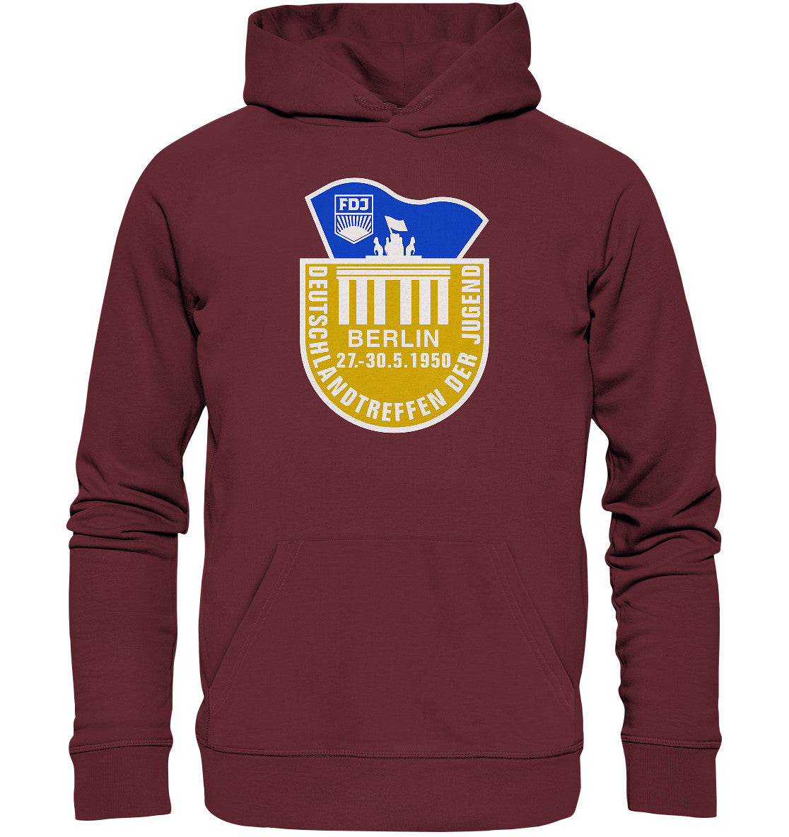 DDR Ostalgie Kapuze / Organic Hoodie Unisex • FDJ DEUTSCHLANDTREFFEN DER JUGEND - BERLIN 1950