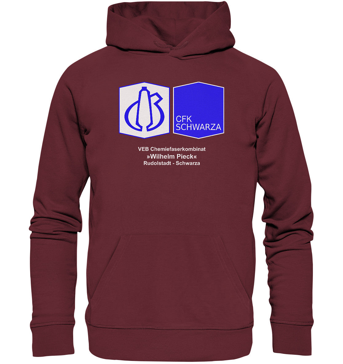 DDR Ostalgie Kapuze / Organic Hoodie Unisex • VEB CHEMIEFASERKOMBINAT RUDOLSTADT-SCHWARZA