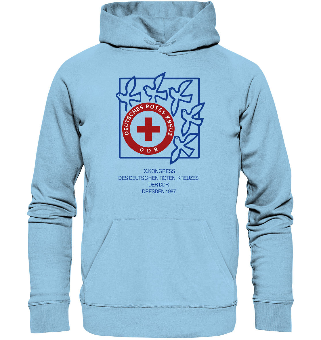 DDR Ostalgie Kapuze / Organic Hoodie Unisex • 10. KONGRESS DES DRK DRESDEN 1987