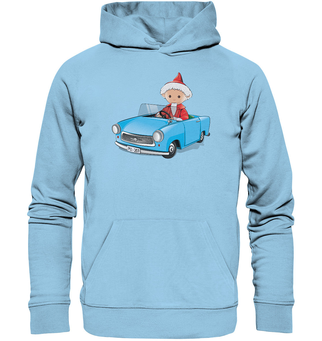 DDR Ostalgie Kapuze / Organic Hoodie Unisex • UNSER SANDMÄNNCHEN - TRABI-CRUISER (PU-201)