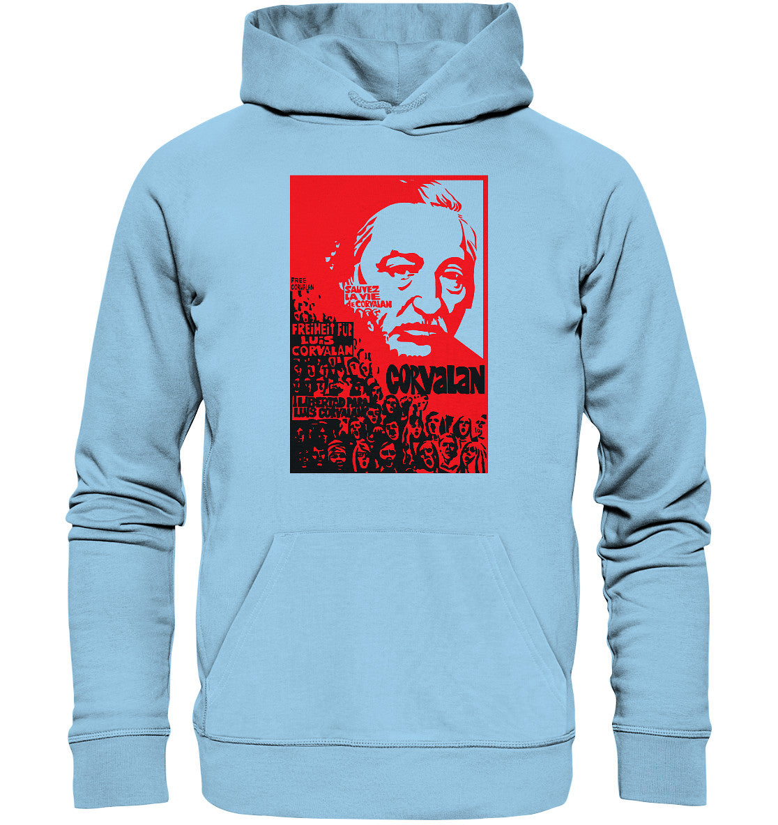 DDR Ostalgie Kapuze / Organic Hoodie Unisex • FREIHEIT FÜR LUIS CORVALAN (DDR ORIGINAL-PLAKAT)