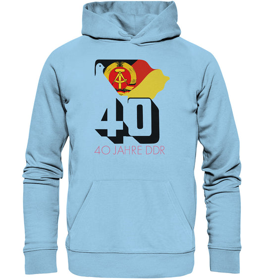 DDR Ostalgie Kapuze / Organic Hoodie Unisex • 40 JAHRE DDR - hell