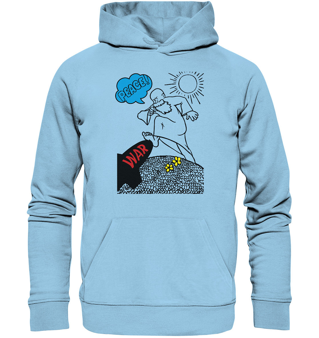 DDR Ostalgie Kapuze / Organic Hoodie Unisex• PEACE & WAR (ORIGINAL DDR-PLAKAT)