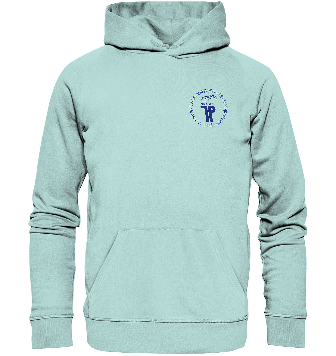 DDR Ostalgie Kapuze / Organic Hoodie Unisex • JUNGE PIONIERE - BRUST BADGE