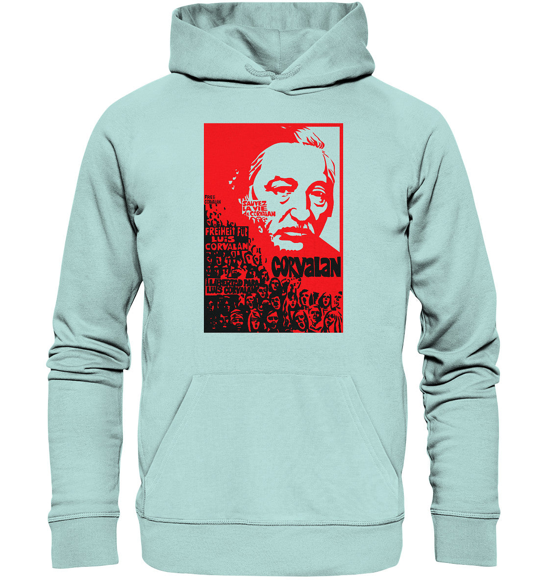 DDR Ostalgie Kapuze / Organic Hoodie Unisex • FREIHEIT FÜR LUIS CORVALAN (DDR ORIGINAL-PLAKAT)