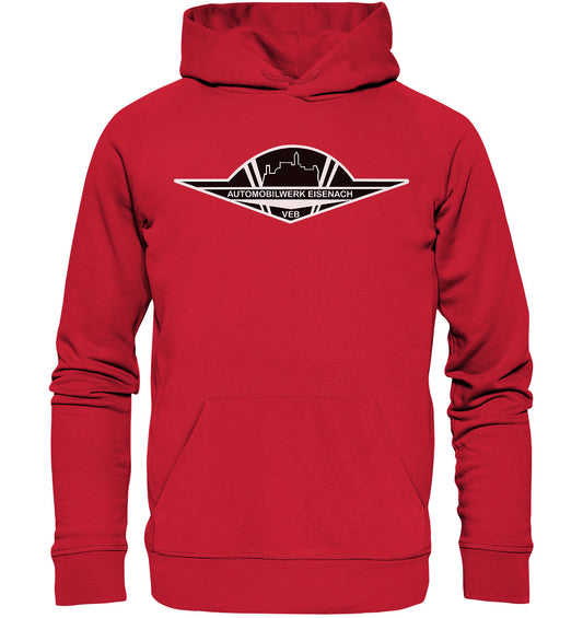 DDR Ostalgie Kapuze / Organic Hoodie Unisex • AUTOMOBILWERK EISENACH - monochrom