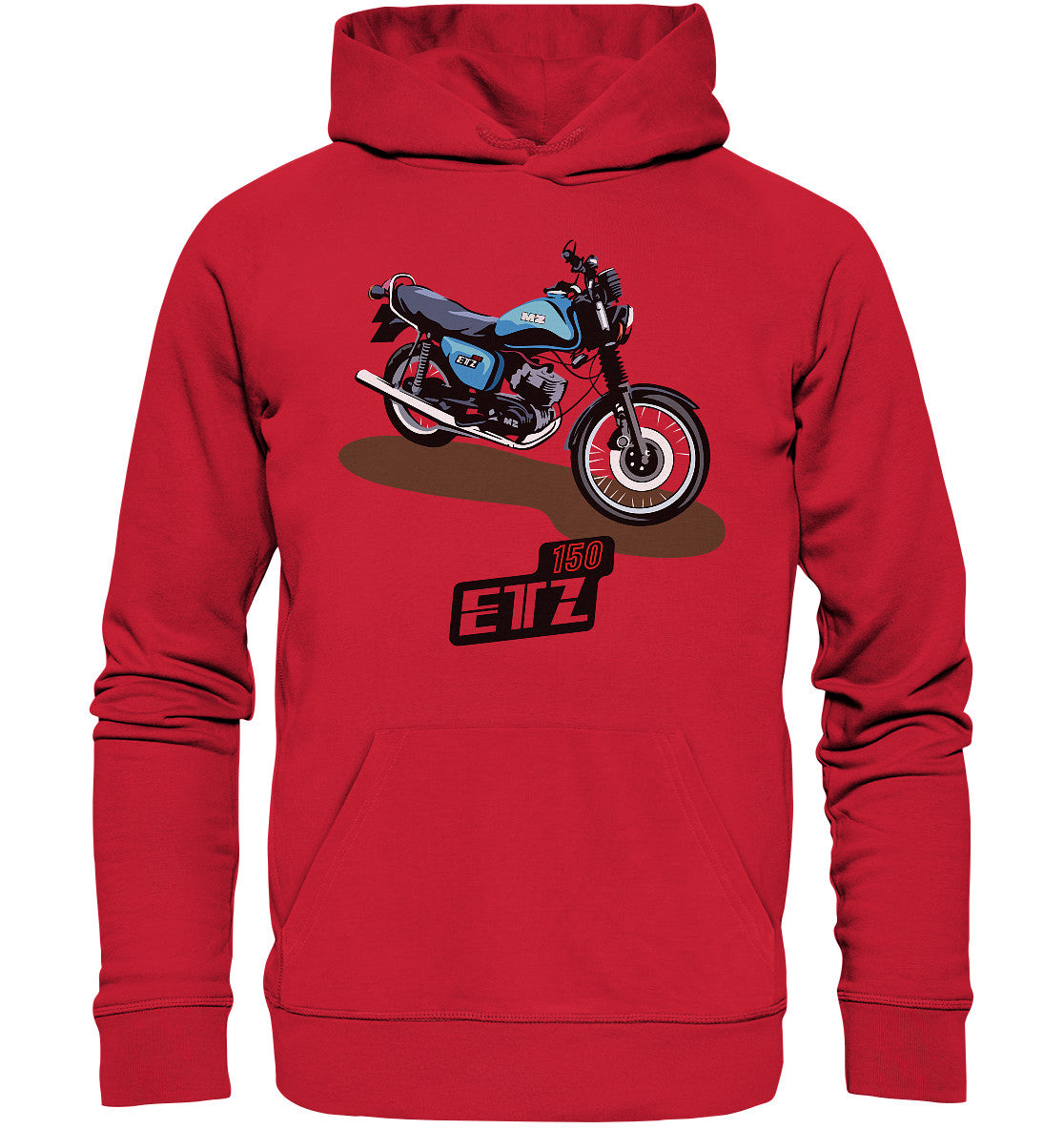 DDR Ostalgie Kapuze / Organic Hoodie Unisex • MZ ETZ 150 BLAU (ORIGINAL DDR-PLAKAT)