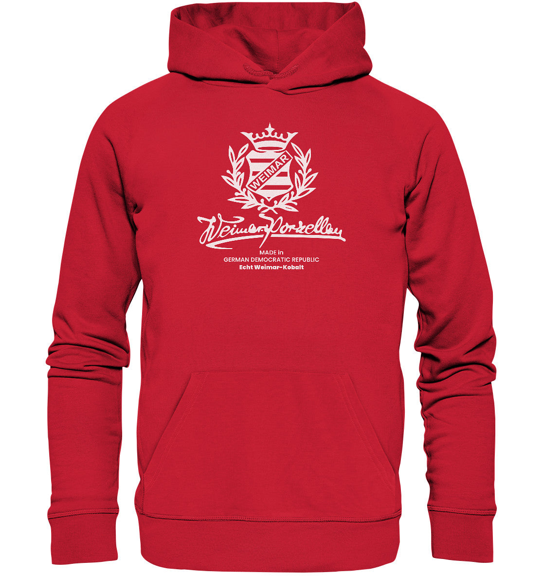 DDR Ostalgie Kapuze / Organic Hoodie Unisex • WEIMAR-PORZELLAN BLANKENHAIN monochrom