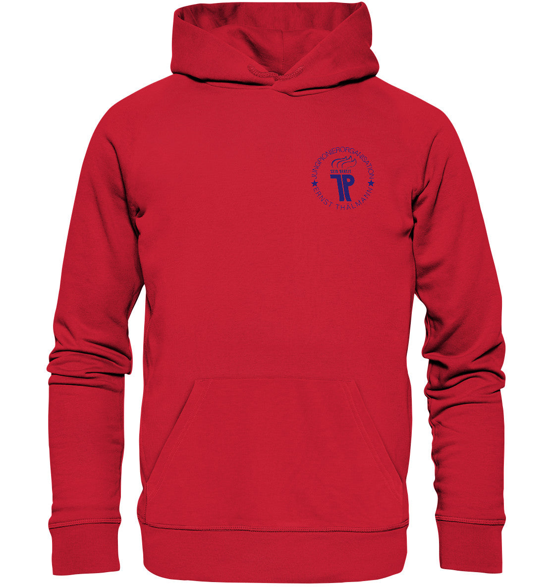 DDR Ostalgie Kapuze / Organic Hoodie Unisex • JUNGE PIONIERE - BRUST BADGE