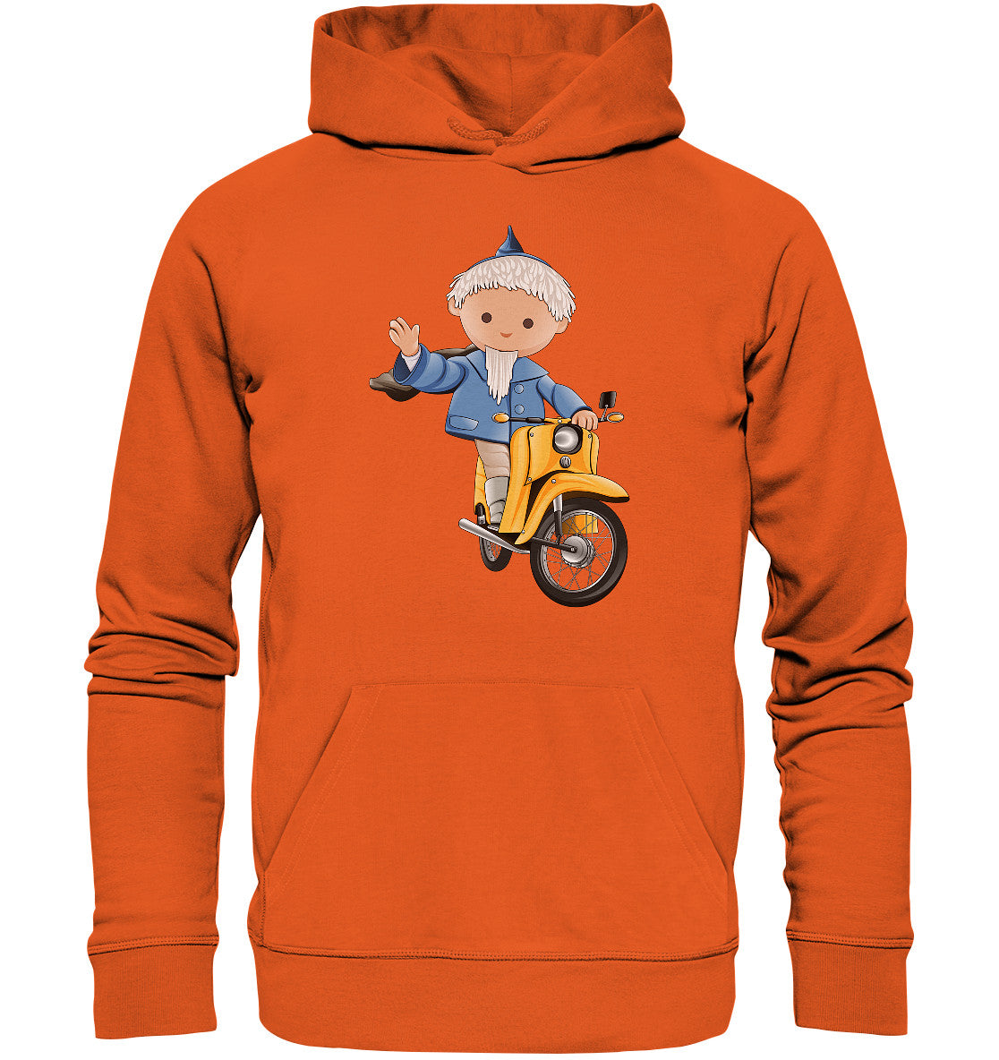 PREMIUM ORGANIC HOODIE UNISEX • UNSER SANDMÄNNCHEN - AUF DER SCHWALBE - BLAU (PU-137, 1973)