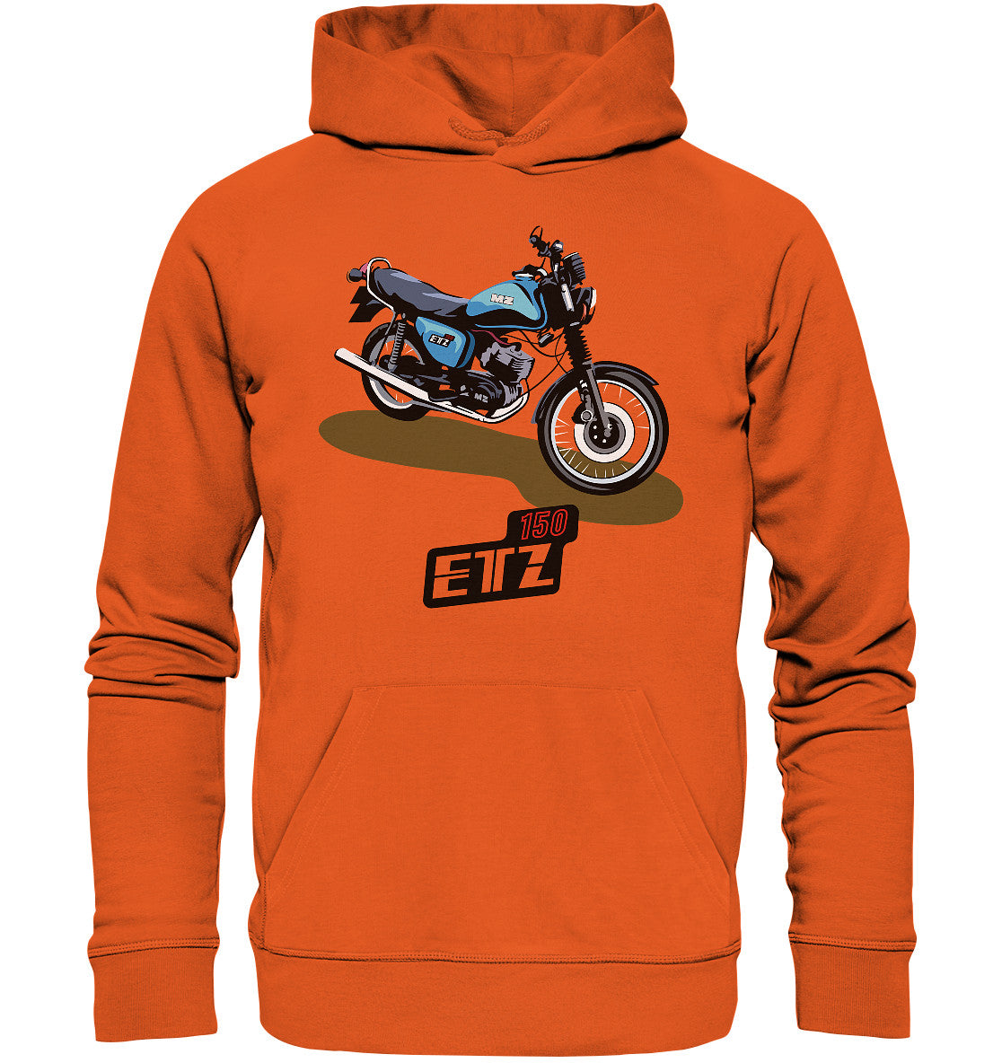 DDR Ostalgie Kapuze / Organic Hoodie Unisex • MZ ETZ 150 BLAU (ORIGINAL DDR-PLAKAT)