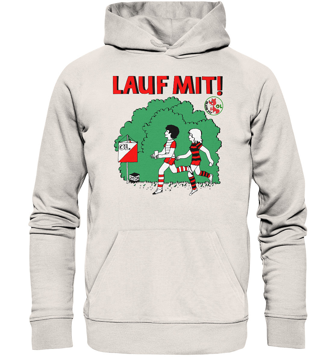 DDR Ostalgie Kapuze / Organic Hoodie Unisex • LAUF MIT - BLEIB FIT (DFF) - Organic Basic Hoodie