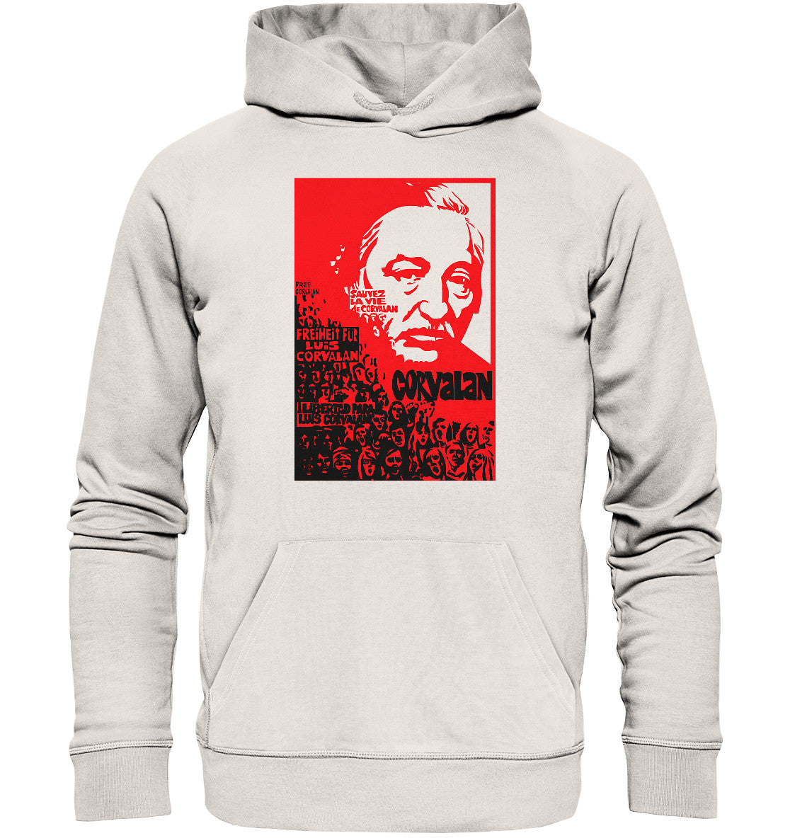 DDR Ostalgie Kapuze / Organic Hoodie Unisex • FREIHEIT FÜR LUIS CORVALAN (DDR ORIGINAL-PLAKAT)