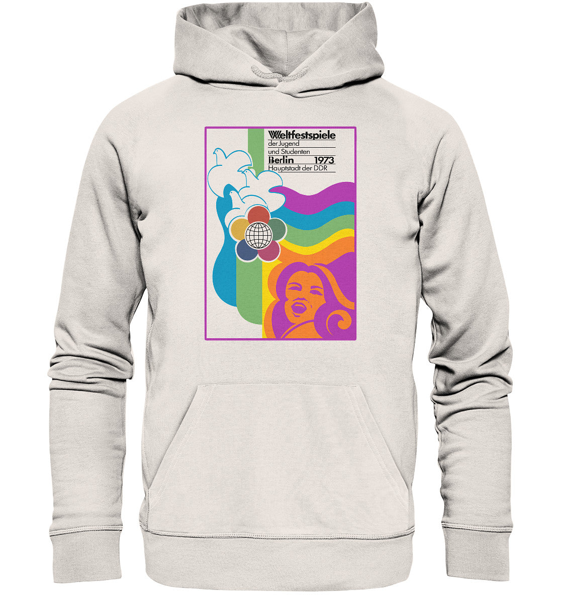 DDR Ostalgie Kapuze / Organic Hoodie Unisex • WELTFESTSPIELE BERLIN, DDR 1973