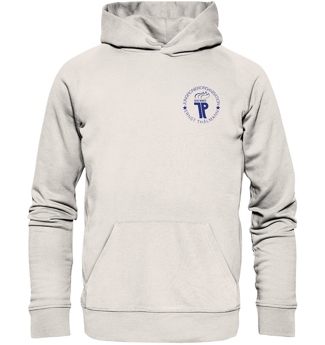 DDR Ostalgie Kapuze / Organic Hoodie Unisex • JUNGE PIONIERE - BRUST BADGE