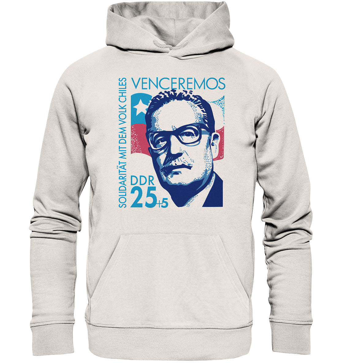 DDR Ostalgie Kapuze / Organic Hoodie Unisex • SOLIDARITÄT MIT CHILE - BRIEFMARKE